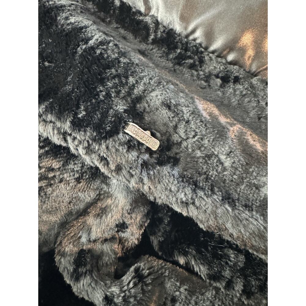 VTG Dasco Faux Fur Black Long Womens Size Large Mob Wife Glamour Silky Soft - Picture 7 of 8